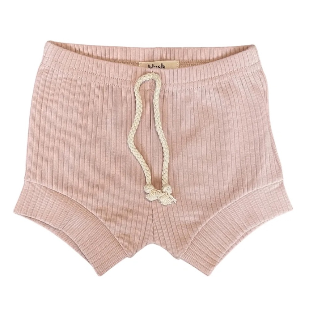 LIGHT PINK | Blush Lotus ribbed organic baby shorts